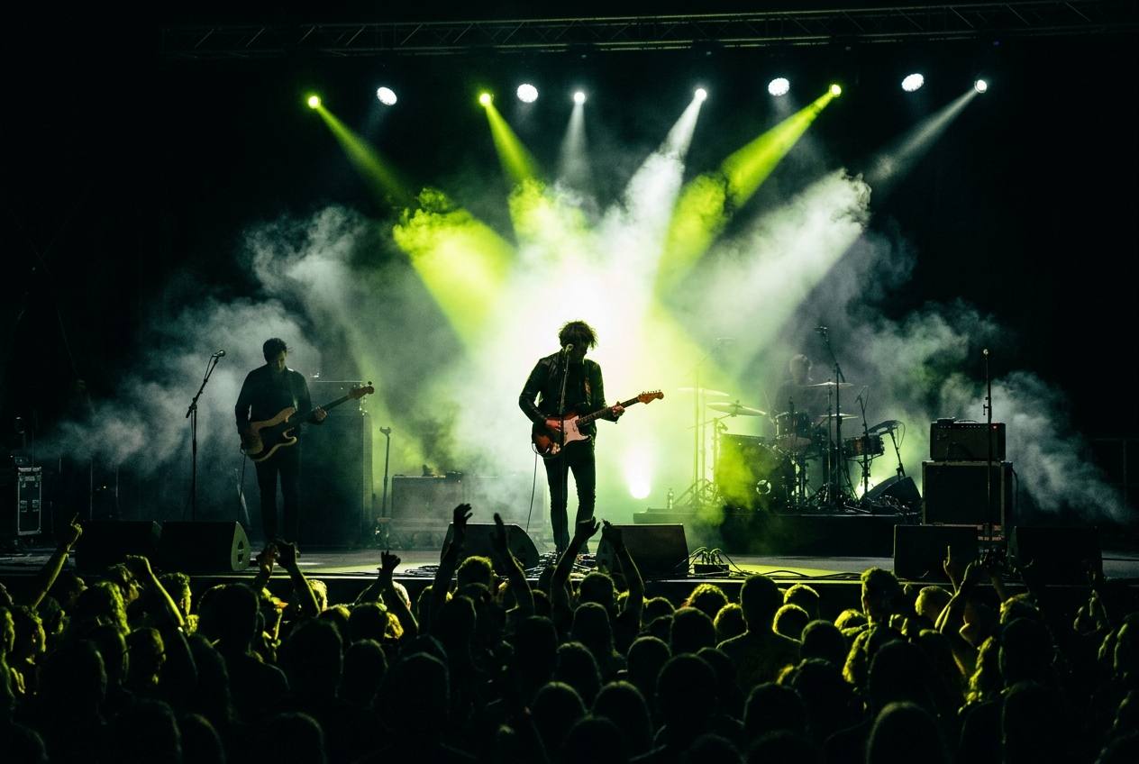 Band playing live on stage