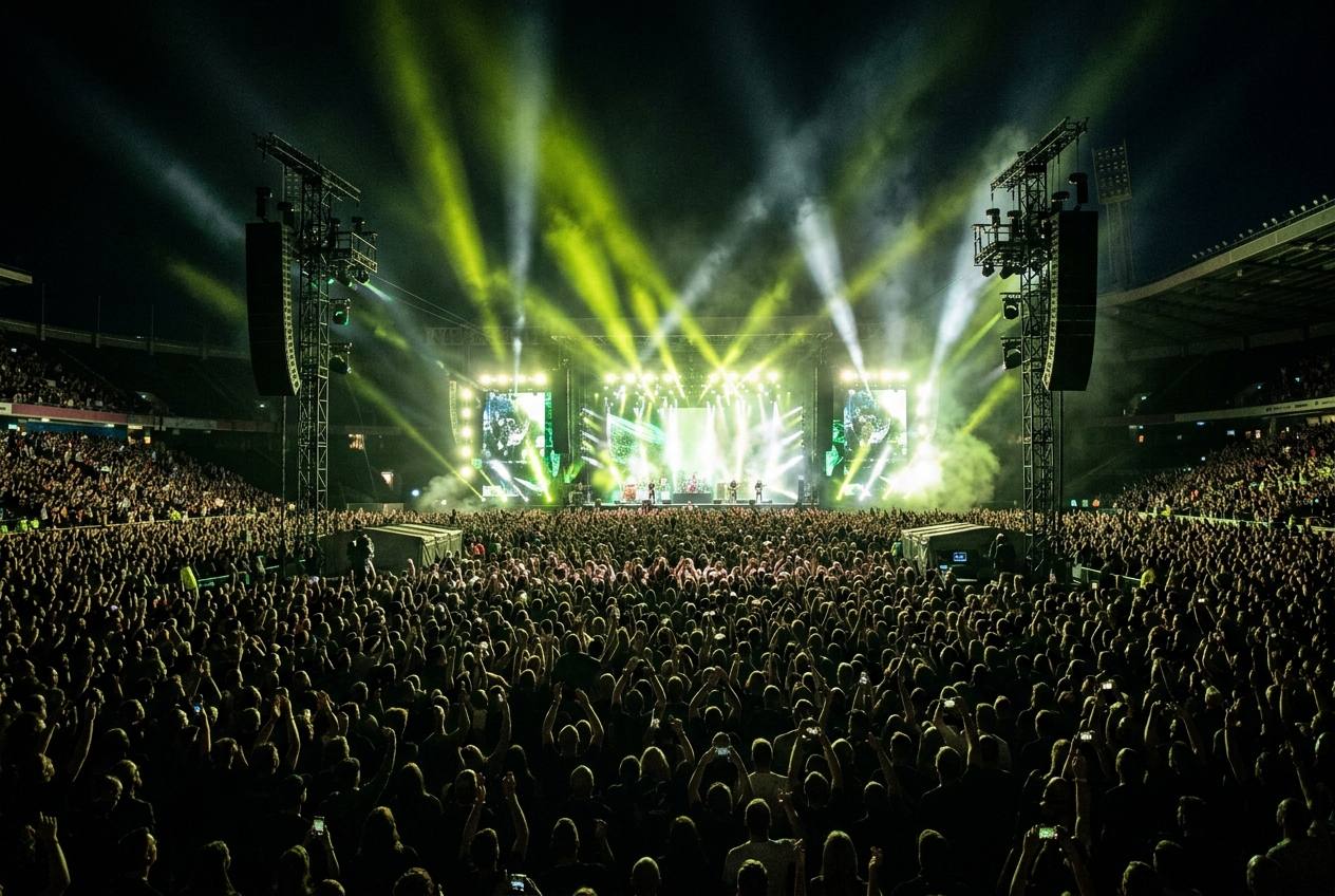 Entire stadium filled with people at a concert
